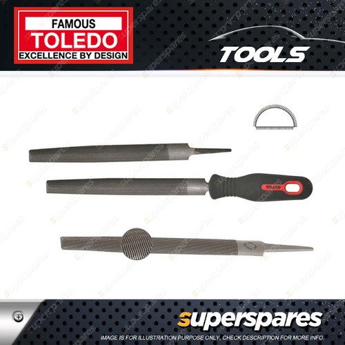 Toledo Half Round Tapered File - Length 100mm Width 12mm Bastard Pack of 12