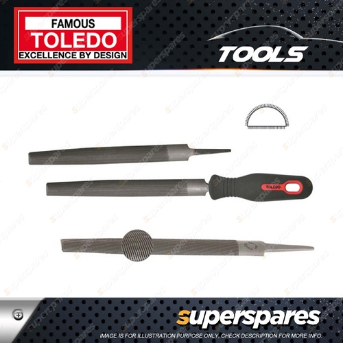 Toledo Half Round Tapered File - Length 100mm Width 12mm Smooth Pack of 12