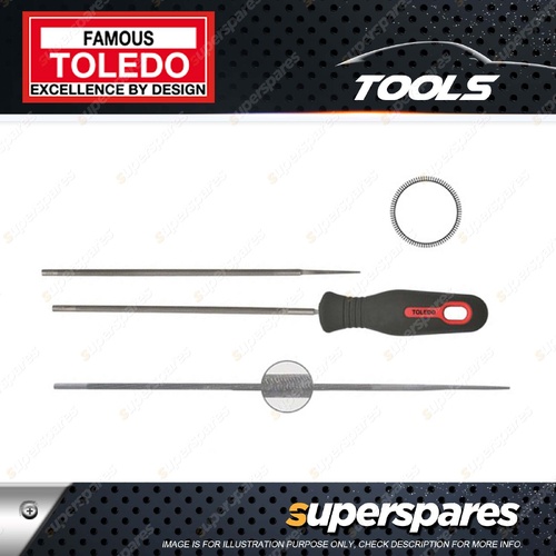 Toledo Chain Saw File Round 4mmx200mm Precision Spiral Cut Design - Pack of 12