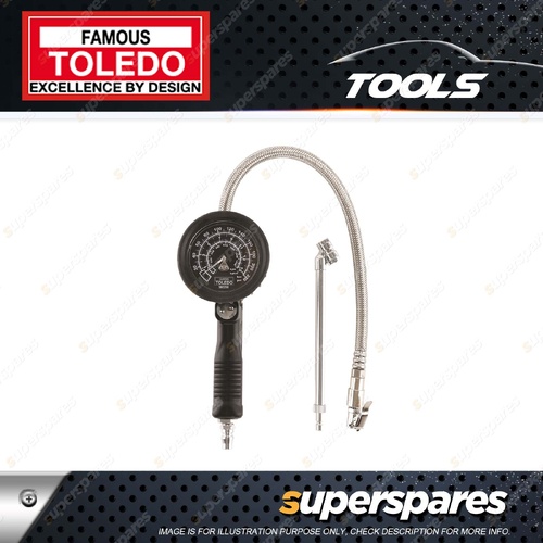 Toledo Tyre Inflator - Durable Stainless Steel Braided Line 220psi