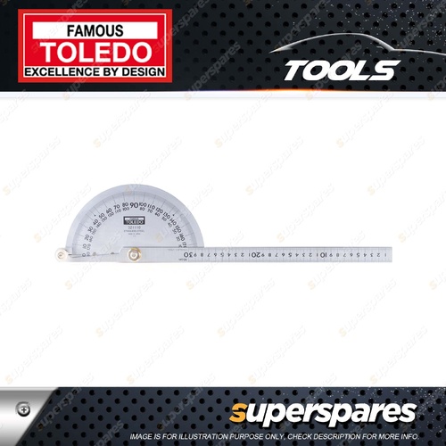 Toledo 300mm Protractor 180 Degree - Professional Stainless Steel Double Blade