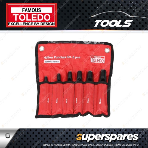 Toledo Hollow Wad Punch Set - 6 Piece Set Supplied in Plastic Case Durability