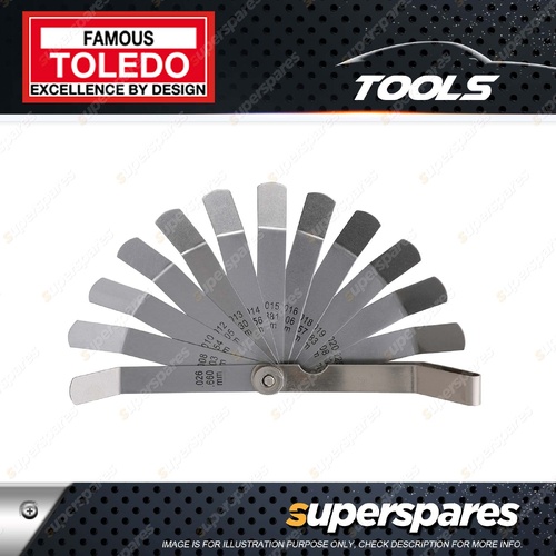 Toledo Precision Feeler Gauge 12 Blade Offset - Metric & Imperial 0.203-0.660mm