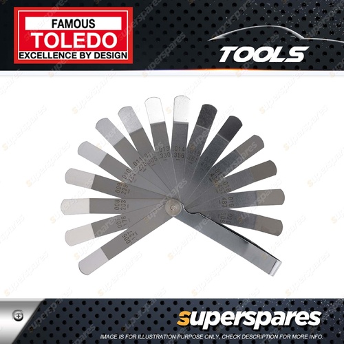 Toledo Precision Feeler Gauge 16 Blade Offset - Metric & Imperial 0.127-0.508mm