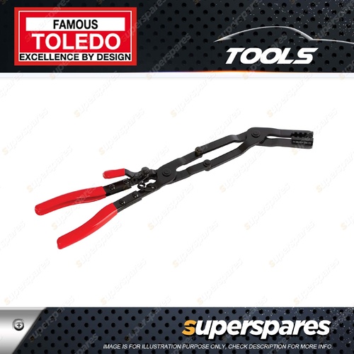 Toledo Long Reach Angled Hose Clamp Plier - Dipped PVC Handles for Extra Grip