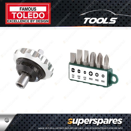 Toledo Gearless Driver Stubby Dual End - 3 Drive Modes Magnetic Bit Holder