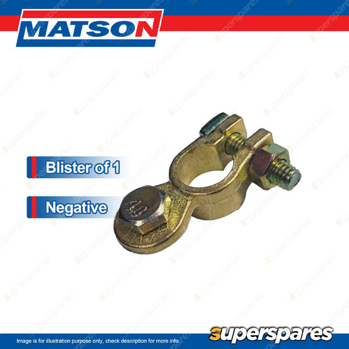 Matson Negative Brass Battery Terminal Connector - 3/8" 10mm stud Blister Pack 1