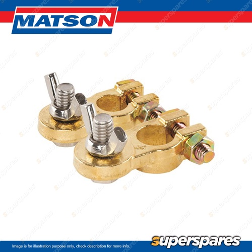 Matson HD Pos & Neg Battery Terminal - 10mm Stud Size 304SS Blister Pack of 2