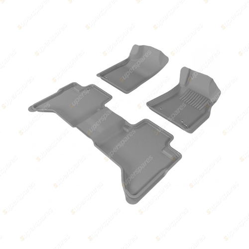 Front + Rear Trufit 3D Rubber Mats Kagu Series Grey for Toyota Hilux Cab 05-11