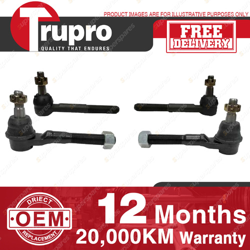4 Pcs Trupro Outer Inner Tie Rod Ends for FORD F SERIES 4WD inc BRONCO F150 F250