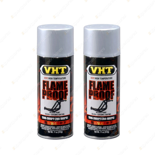 2 xVHT Flame Proof High Heat Coating Header And Exhaust Spray Paint Silver SP106