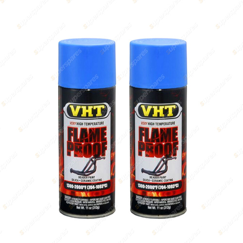 2 x VHT Flame Proof High Heat Coating Header And Exhaust Spray Paint Blue SP110