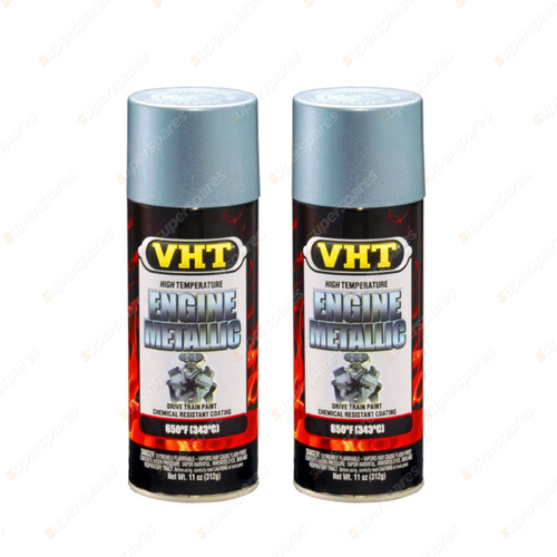 2 x VHT Engine Metallic High Temperature Spray Paint Titanium Silver SP403