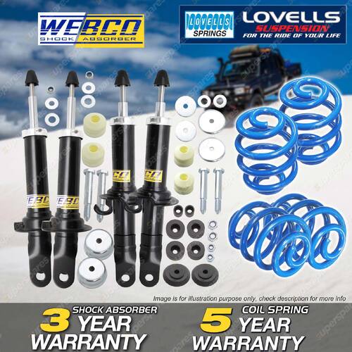 Front Rear Webco Shock Absorbers Lovells Super Low Spring for Ford Falcon AU IRS