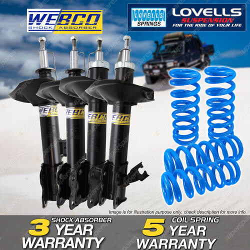 Front Rear Webco Shock Absorbers Lovells Raised Springs for Nissan X-Trail TI