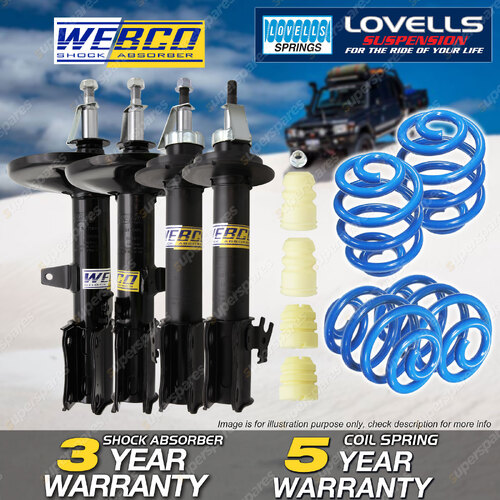 Front Rear Webco Shock Absorbers Lovells Sport Low Spring for Toyota Camry SDV10