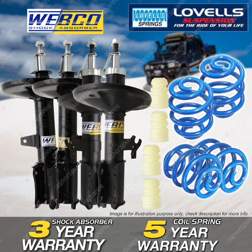 Front Rear Webco Shock Absorber Lovells Super Low Spring for Holden Apollo JM JP