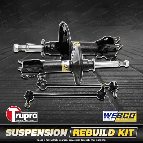 Front Webco Shock Absorbers Trupro Sway Bar Links for Honda Jazz GD Hatch 03-08