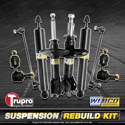 Front + Rear Webco Shock Absorbers Trupro Sway Bar Links for Ford Focus LV 09-11