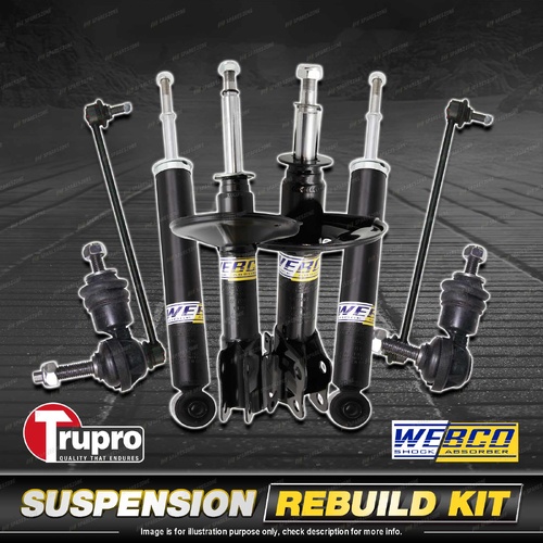 Front + Rear Webco Shock Absorbers Trupro Sway Bar Links for Ford Focus LW 11-15