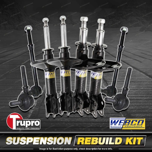 Front+Rear Webco Shock Absorber Trupro Sway Bar Link Kit for Nissan NX B13 91-95
