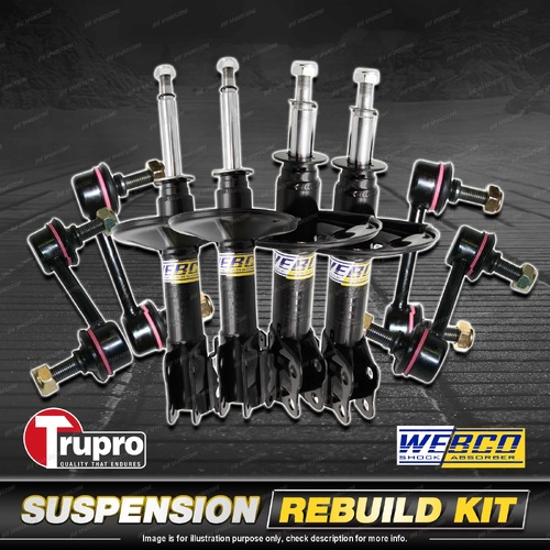 Front + Rear Webco Shock Absorber Sway Bar Link Kit for Subaru Forester SG 05-08