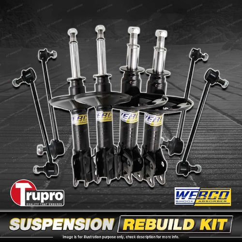 Front + Rear Webco Shock Absorber Sway Bar Link Kit for Toyota Aurion GSV50R