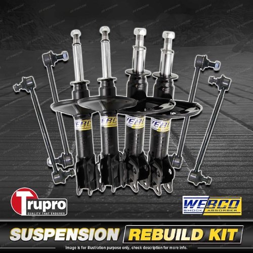 Front+Rear Webco Shock Absorber Trupro Sway Bar Link Kit for Toyota Kluger 03-07