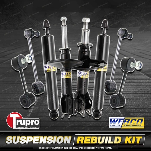 Front + Rear Webco Shock Absorbers Trupro Sway Bar Links for Audi A3 Hatch 97-04