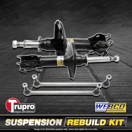 Front Webco Shock Absorber Trupro Sway Bar Link Kit for Citroen C3 Hatch 02-15