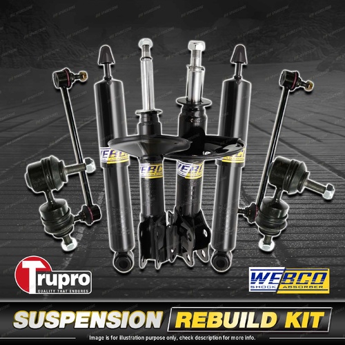 Front + Rear Webco Shock Absorbers Trupro Sway Bar Links for Ford Focus LR 02-05
