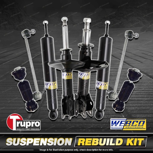 Front + Rear Webco Shock Absorber Trupro Sway Bar Link Kit for Volvo V50 04-On