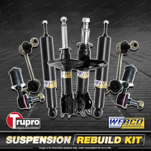 Front+Rear Webco Shock Absorber Trupro Sway Bar Link Kit for Volvo S40 V40 00-04