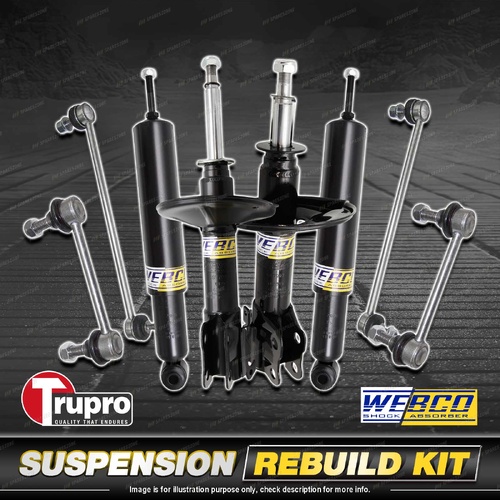 Front + Rear Webco Shock Absorber Trupro Sway Bar Link Kit for Volvo V70 00-07