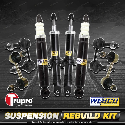 Front + Rear Webco Shock Absorber Sway Bar Link Kit for Ford Falcon AU 98-02