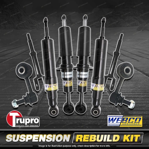 Front + Rear Webco Shock Absorber Sway Bar Link Kit for Toyota Landcruiser 200
