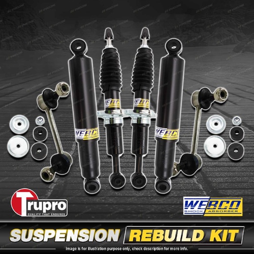 Front + Rear Webco Shock Absorber Sway Bar Link Kit for Toyota Hilux KUN26 GGN25