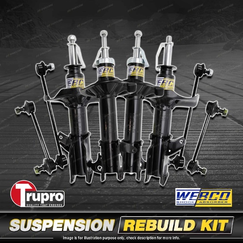Front + Rear Webco Shock Absorbers Trupro Sway Bar Links for Mazda 323 BJ 00-03