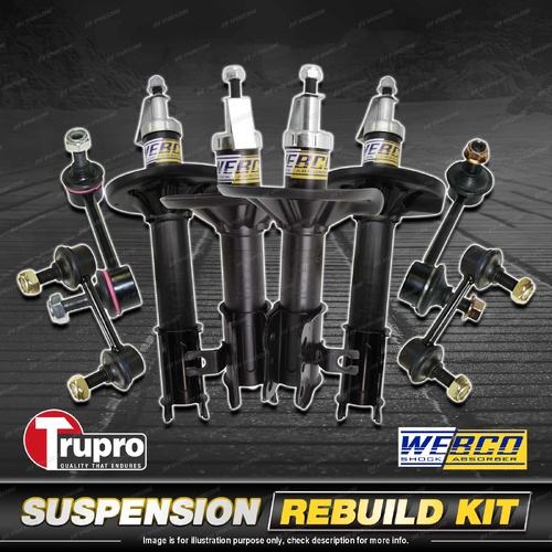 Front + Rear Webco Shock Absorbers Trupro Sway Bar Links for Mazda 626 GE1 92-97