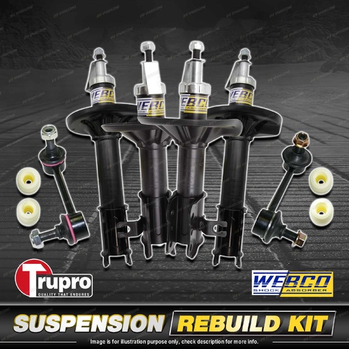 Front + Rear Webco Shock Absorber Trupro Sway Bar Link Kit for Ford Probe 94-98