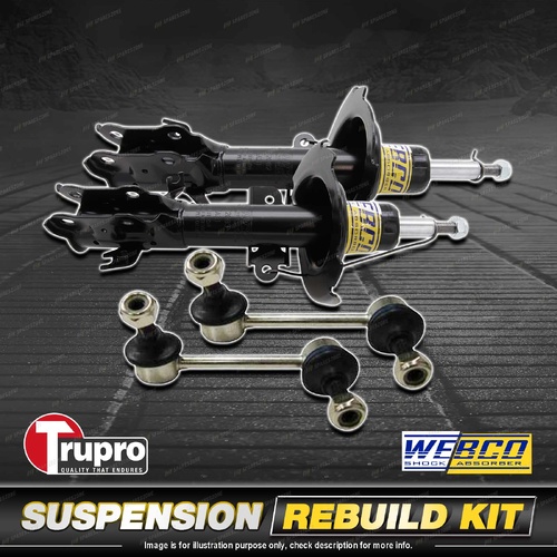 Front Webco Shock Absorber Trupro Sway Bar Link Kit for Mazda 2 DE Hatch 07-On