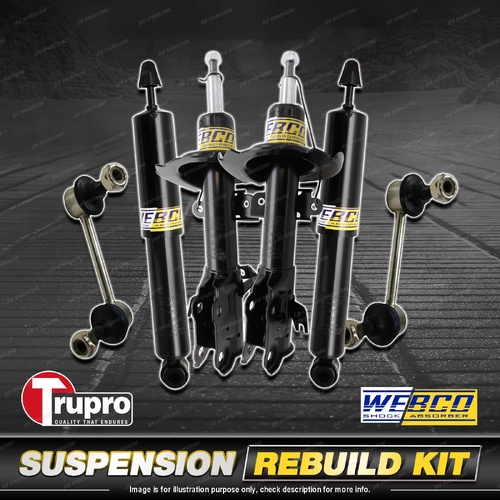 Front + Rear Webco Shock Absorber Sway Bar Link Kit for Mazda 2 DE Hatch 07-On