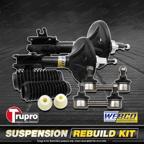 Front Webco Shock Absorber Trupro Sway Bar Link Kit for Mitsubishi Magna TL TW