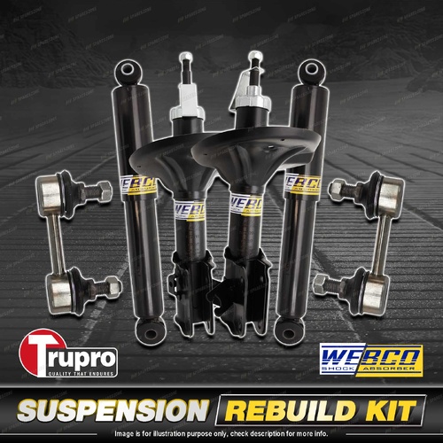 Front+Rear Webco Shock Absorber Sway Bar Link Kit for Mitsubishi Magna TL 03-05