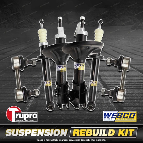 Front + Rear Webco Shock Absorber Sway Bar Link Kit for Mitsubishi Magna TL TW