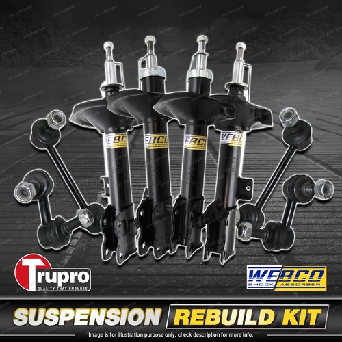 Front + Rear Webco Shock Absorber Sway Bar Link Kit for Nissan X-Trail T30 01-07