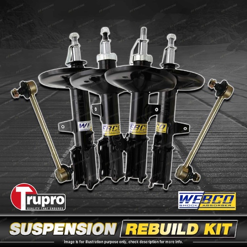 Front + Rear Webco Shock Absorber Sway Bar Link Kit for Toyota Camry SXV20 97-01