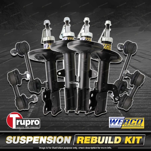 Front + Rear Webco Shock Absorber Sway Bar Link Kit for Holden Nova LE LF 89-94
