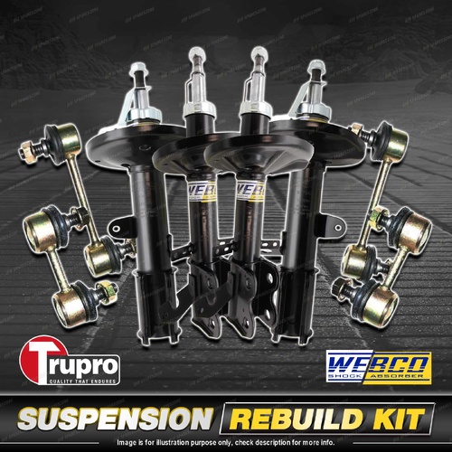 Front+Rear Webco Shock Absorber Sway Bar Link Kit for Toyota Corolla AE 110 112