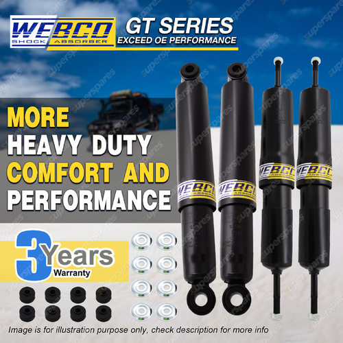 Front + Rear Webco HD STD & Raised Shocks for Toyota Landcruiser 76 78 79 22-25